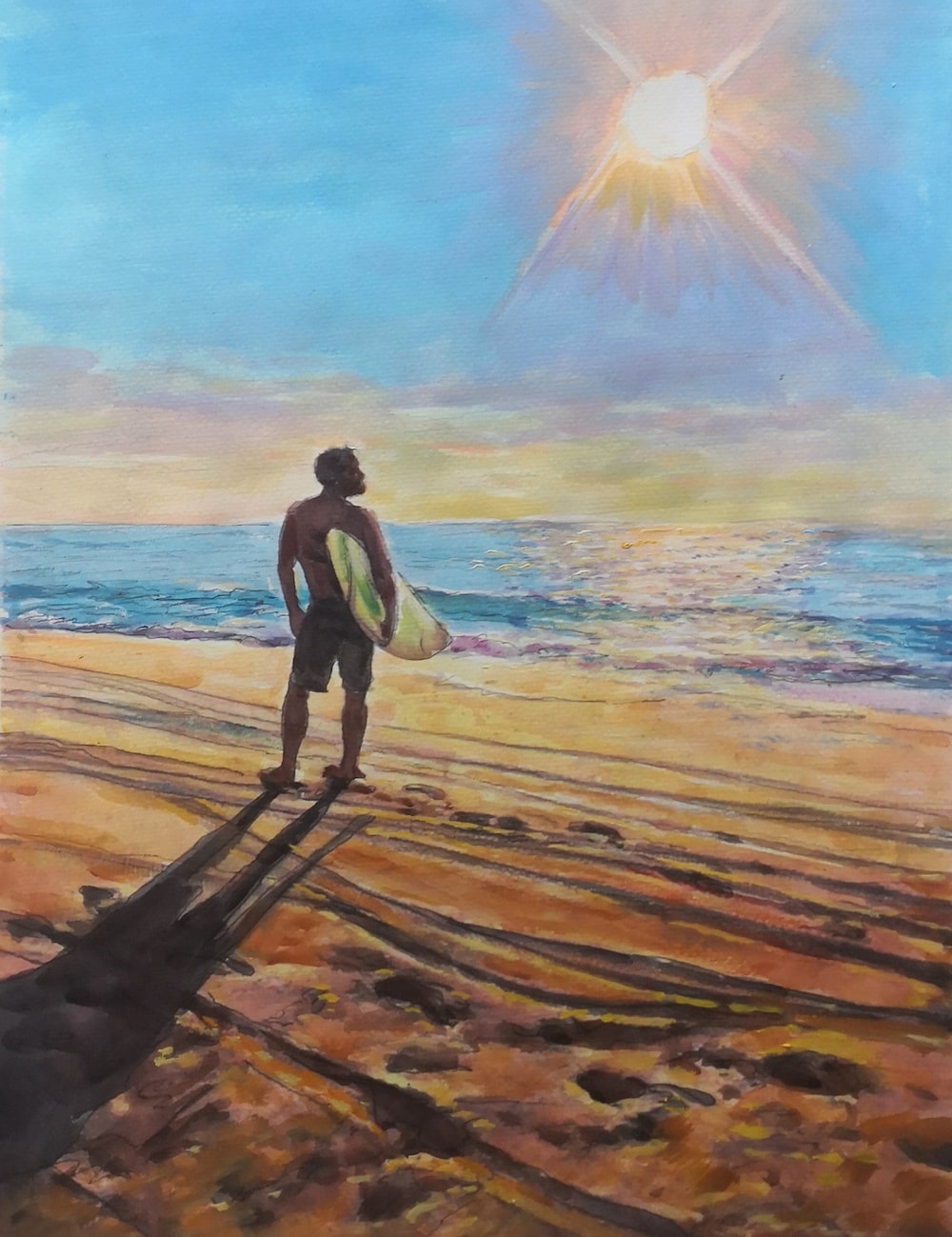 1291-guy-on-beach-photo-to-watercolor-painting