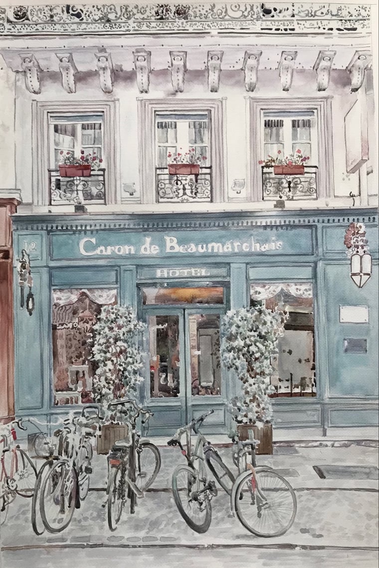 Paintru-original-watercolor-Caron-deB-Hotel