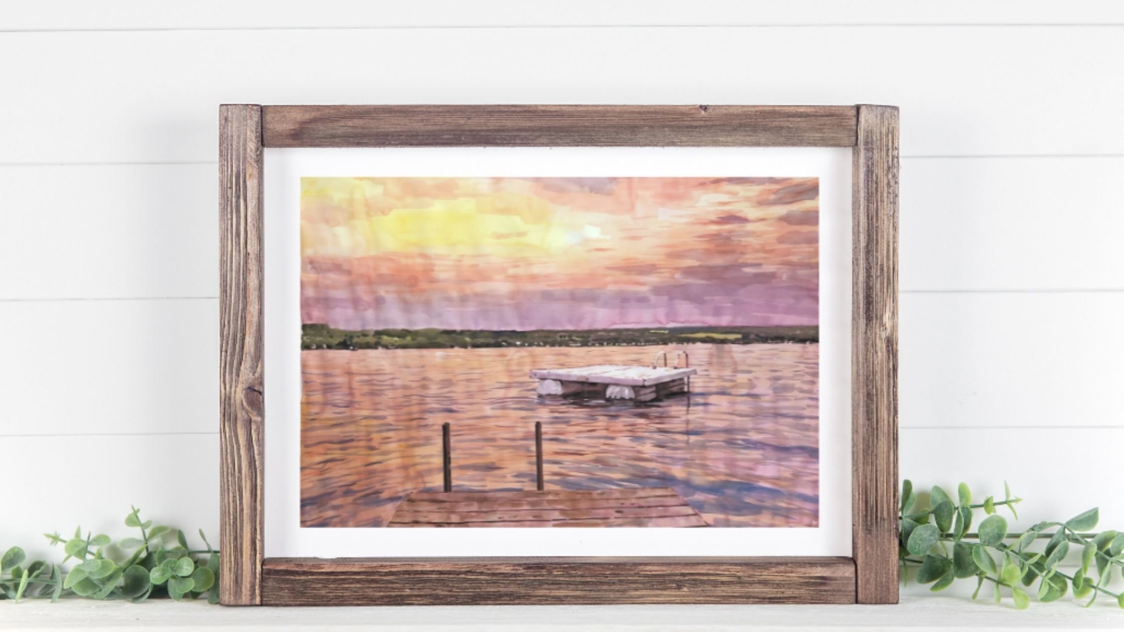 painrtru-custom-watercolor-frames-wood-sunset-lake